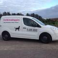 white van with sign writing walkies for doggies
